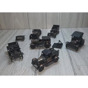 Vtg Lot Of 6 Antique Finished Miniature Die-Cast Cars Pencil Sharpener Metal